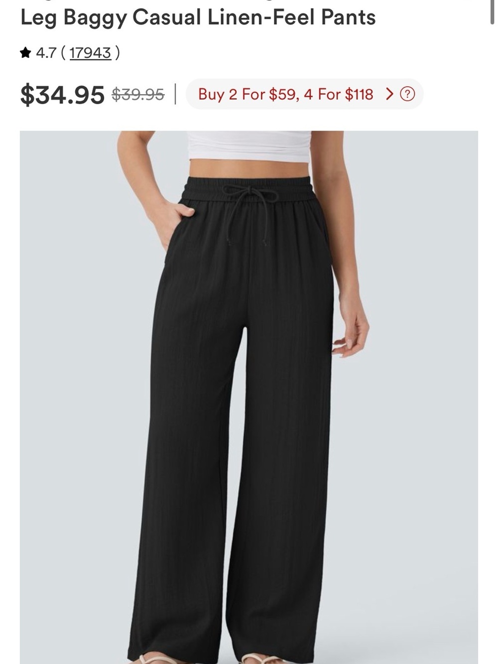 HALARA Black Wide-Leg Drawstring Pants